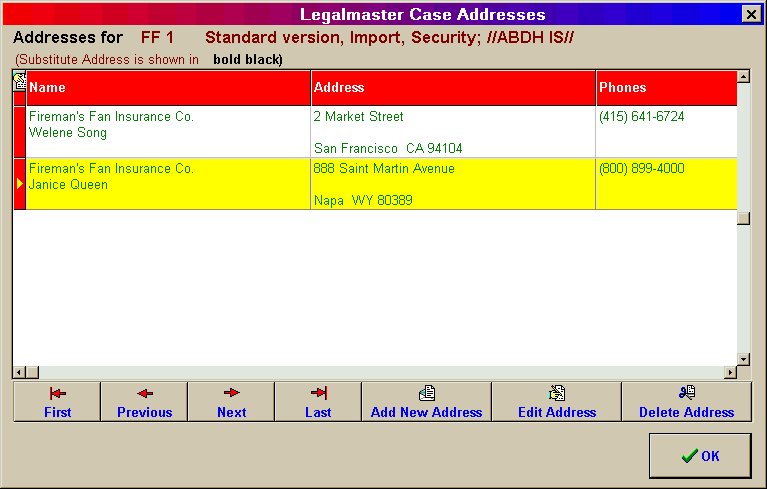 Case address screen